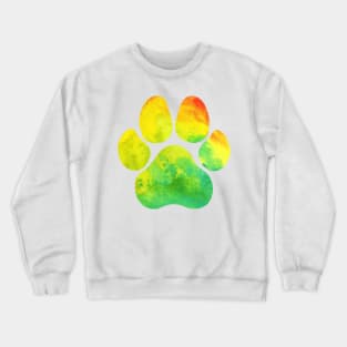 Yellow Green and Orange Watercolor Paw Print Crewneck Sweatshirt